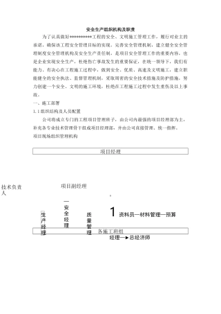安全生产的组织机构及职责