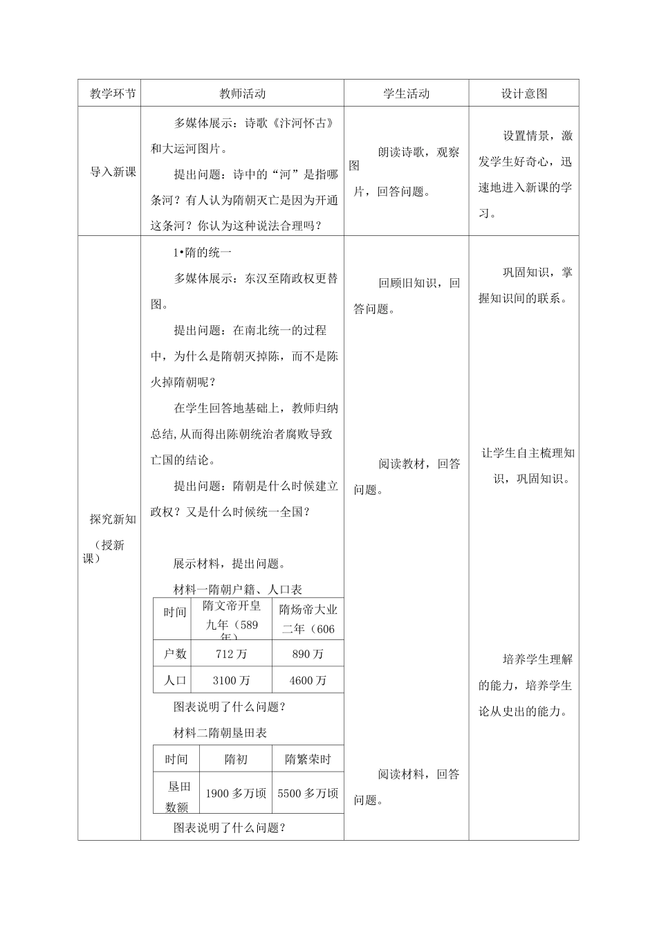 第1课 隋朝的统一与灭亡 教案_第2页