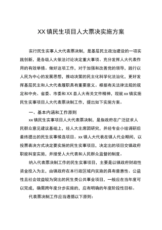 乡镇民生项目人大票决实施方案