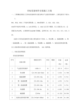(设备管理)非标设备制作安装施工方案
