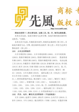 商标注册分类的十二类细节选项说明