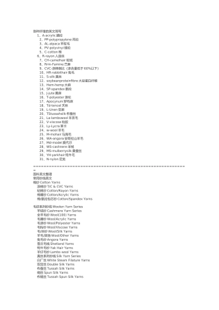 各种纤维的英文简写