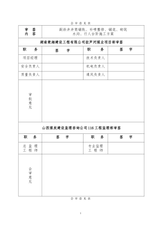 副斜井井筒复喷、底板硬化、水沟砌筑、行人台阶施工安全技术措施(改)