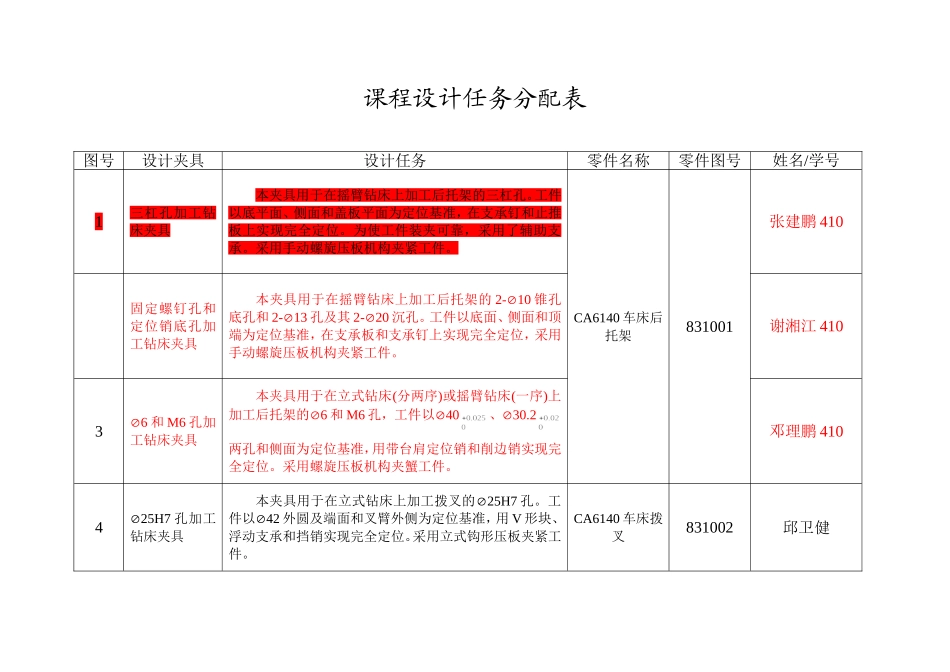 课程设计任务分配表 5_第1页