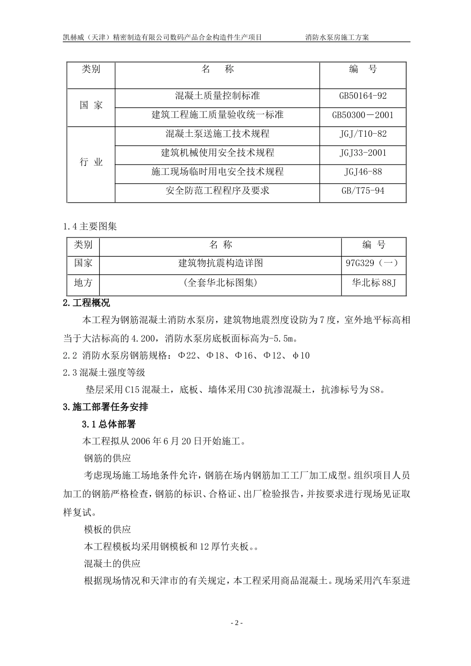 凯赫威消防水泵房施组_第2页