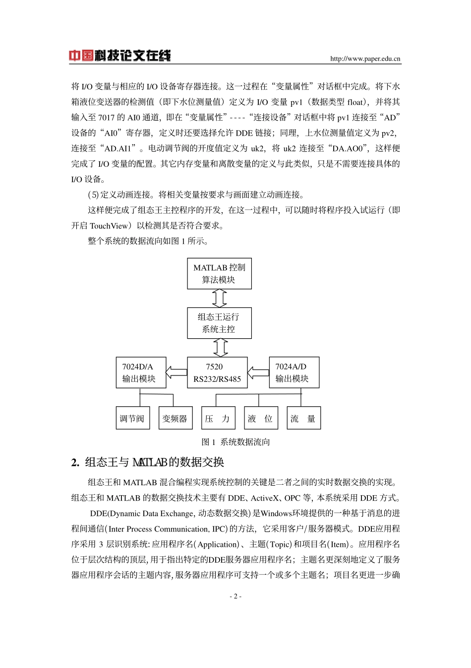 基于组态王和MATLAB的液位串级控制系统_第2页