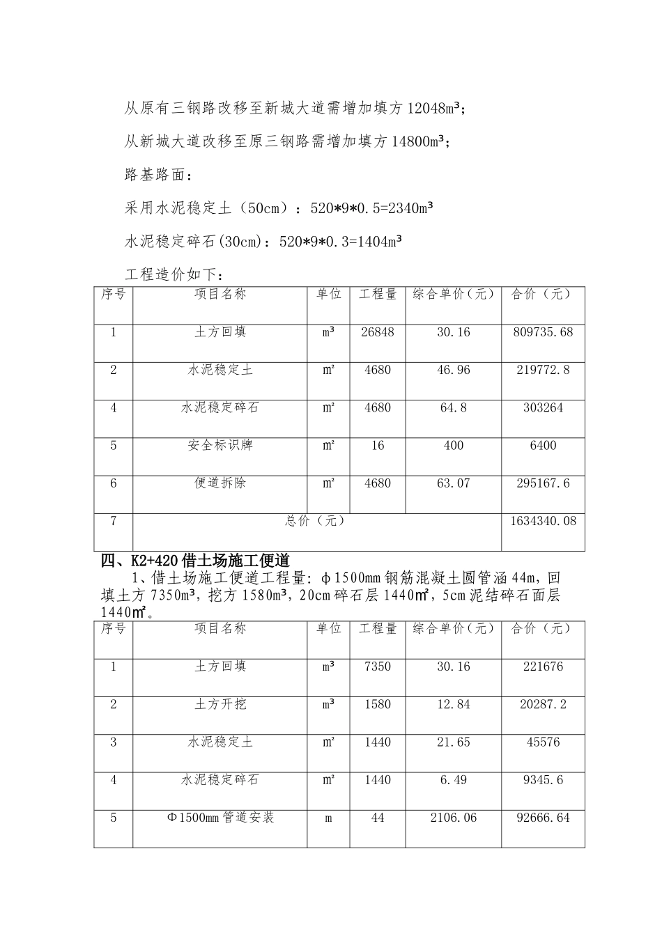 施工便道施工方案造价估算_第3页