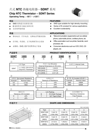 片式NTC热敏电阻