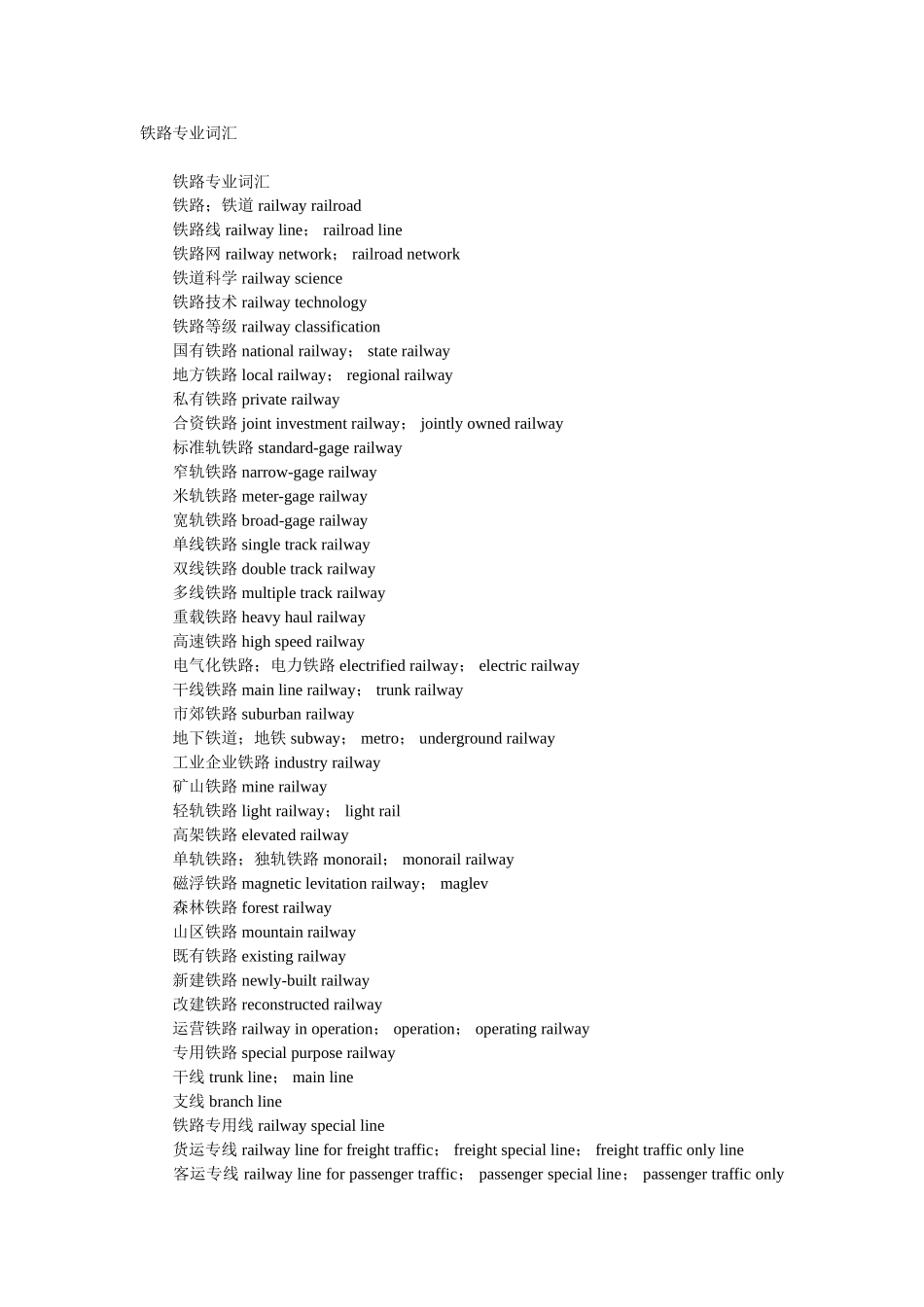 铁路专业词汇_第1页