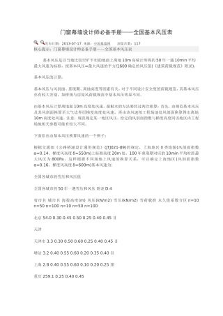 全国基本风压表