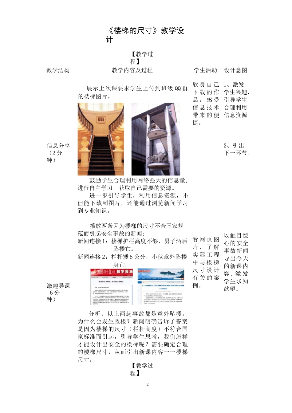 【教学能力比赛】楼梯的尺寸-教学设计_第2页
