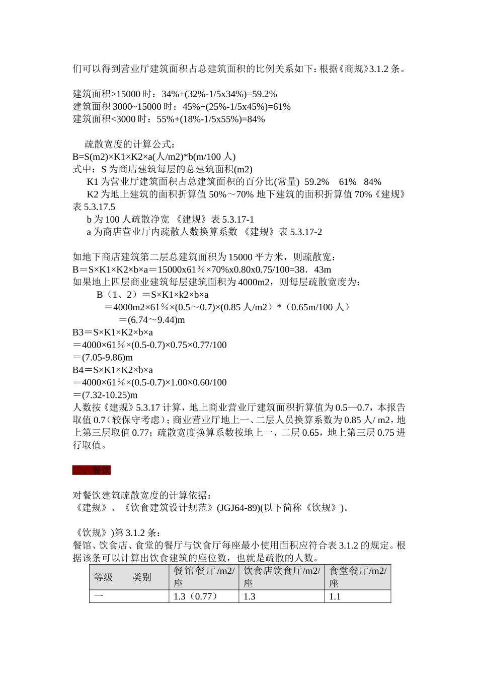 疏散宽度计算(商店 餐饮 办公 展览)_第2页