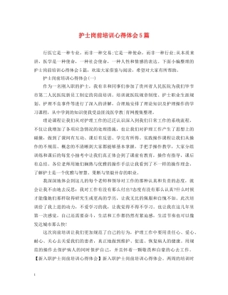 护士岗前培训心得体会5篇 