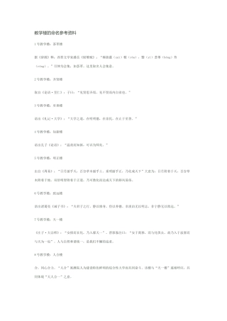 教学楼的命名参考资料