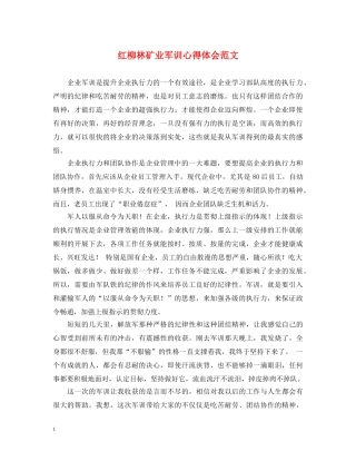 红柳林矿业军训心得体会范文 