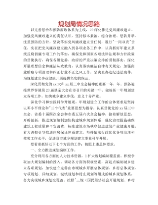 规划局情况思路 