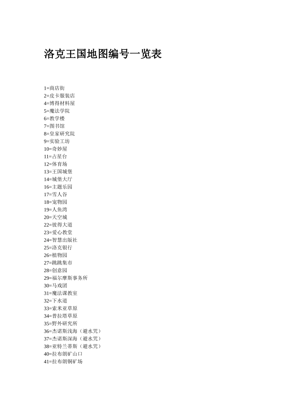 洛克王国地图编号一览表_第1页