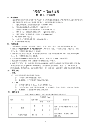 天安木门技术标准