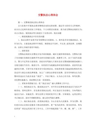 交警执法心得体会 