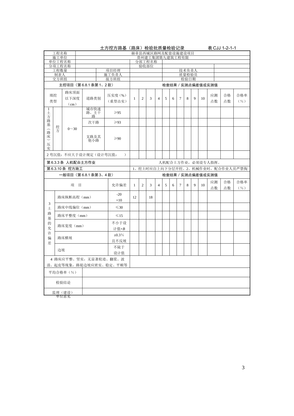 土方挖方路基(路床)检验批_第1页