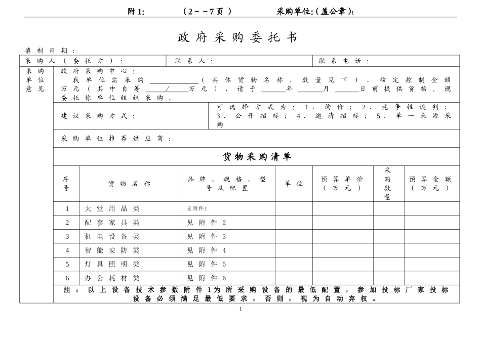 酒店前厅购置清单_第1页