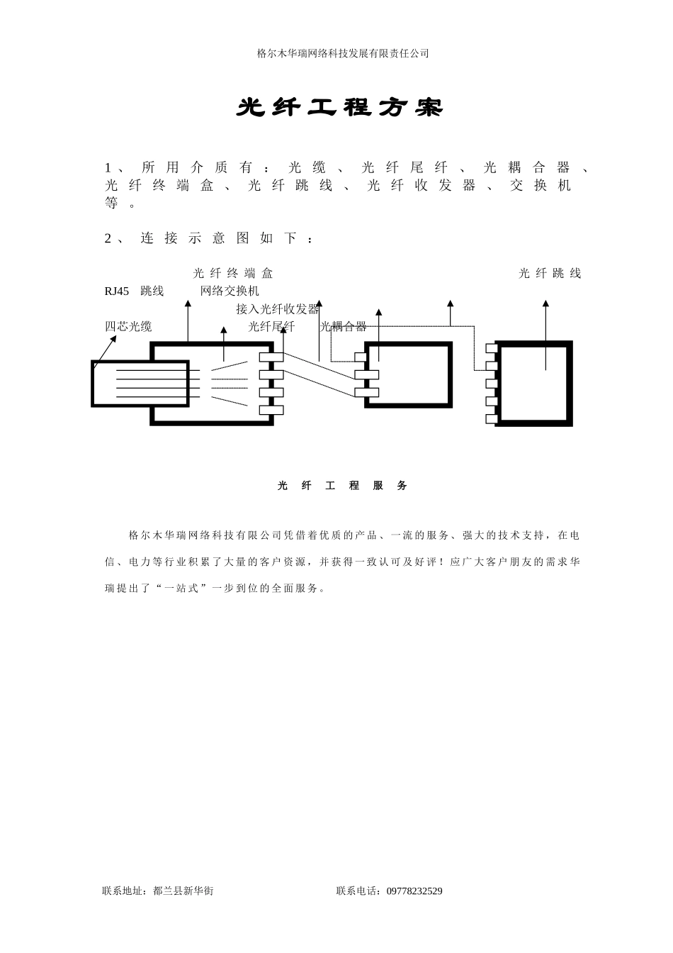 光纤工程方案与报价清单_第1页