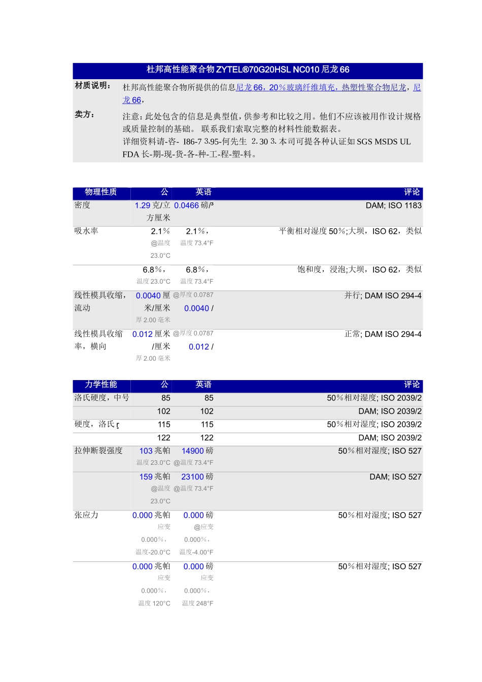 杜邦ZYTEL 70G20HSL_第1页