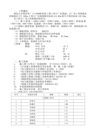 电厂主厂房基础