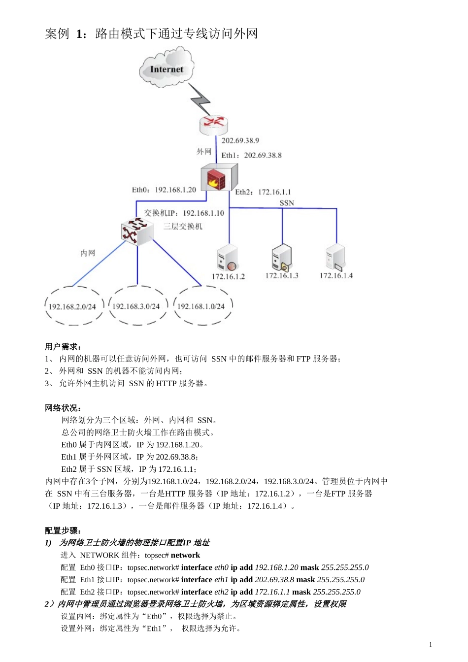 防火墙三种模式(路由模式、混合模式、VPN模式)配置实例_第1页