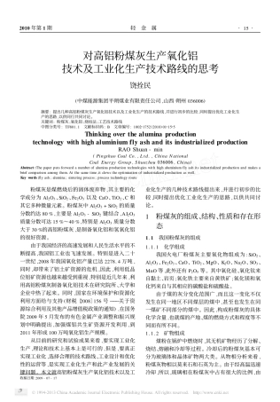 对高铝粉煤灰生产氧化铝技术及工业化生产技术路线的思考
