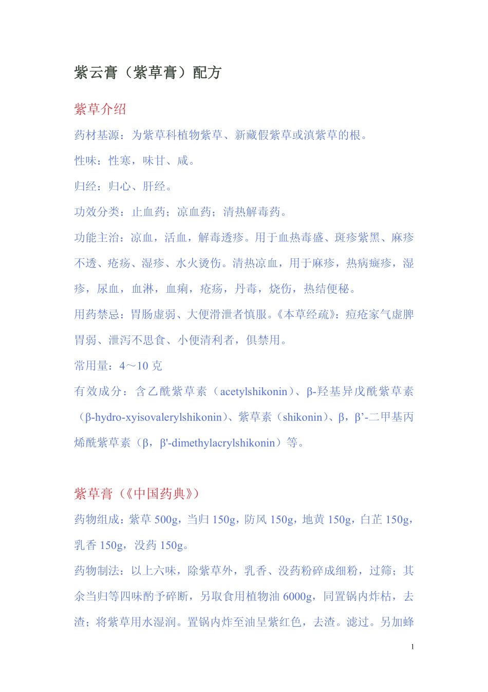 紫云膏_紫草膏_配方_第1页