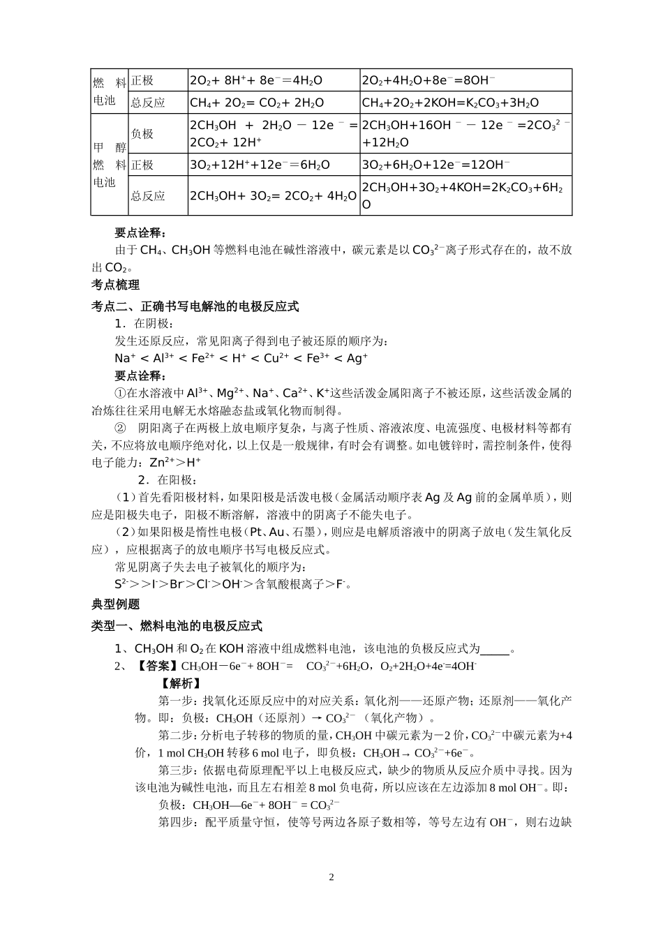 高考总复习_电极反应式的写法_第2页