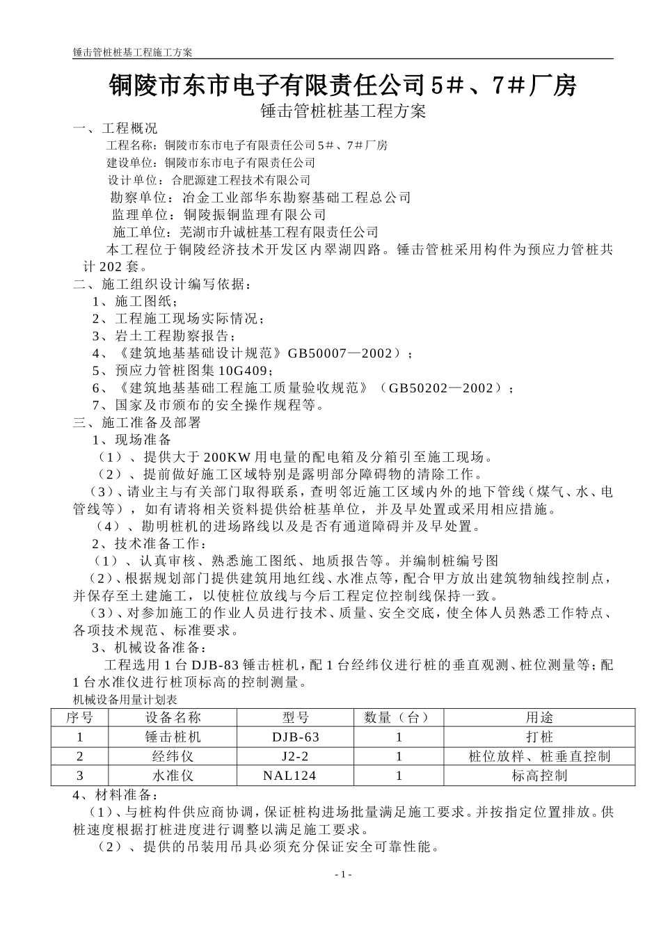 鸠兹家苑(锤击)施工方案_第1页