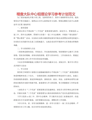 稽查大队中心组理论学习参考计划范文 