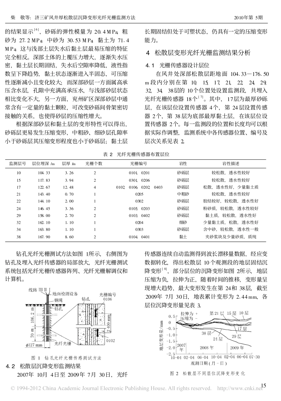 济三矿风井厚松散层沉降变形光纤光栅监测方法_第3页