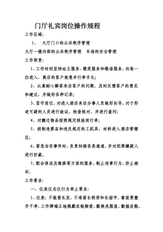 门厅安管员岗位操作规程(新)