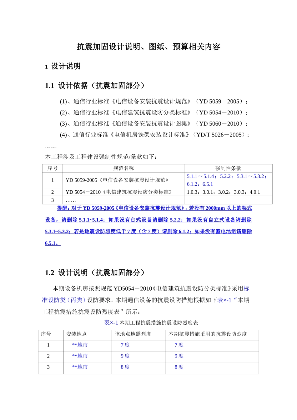 电信设备安装抗震加固设计说明-110410_第1页