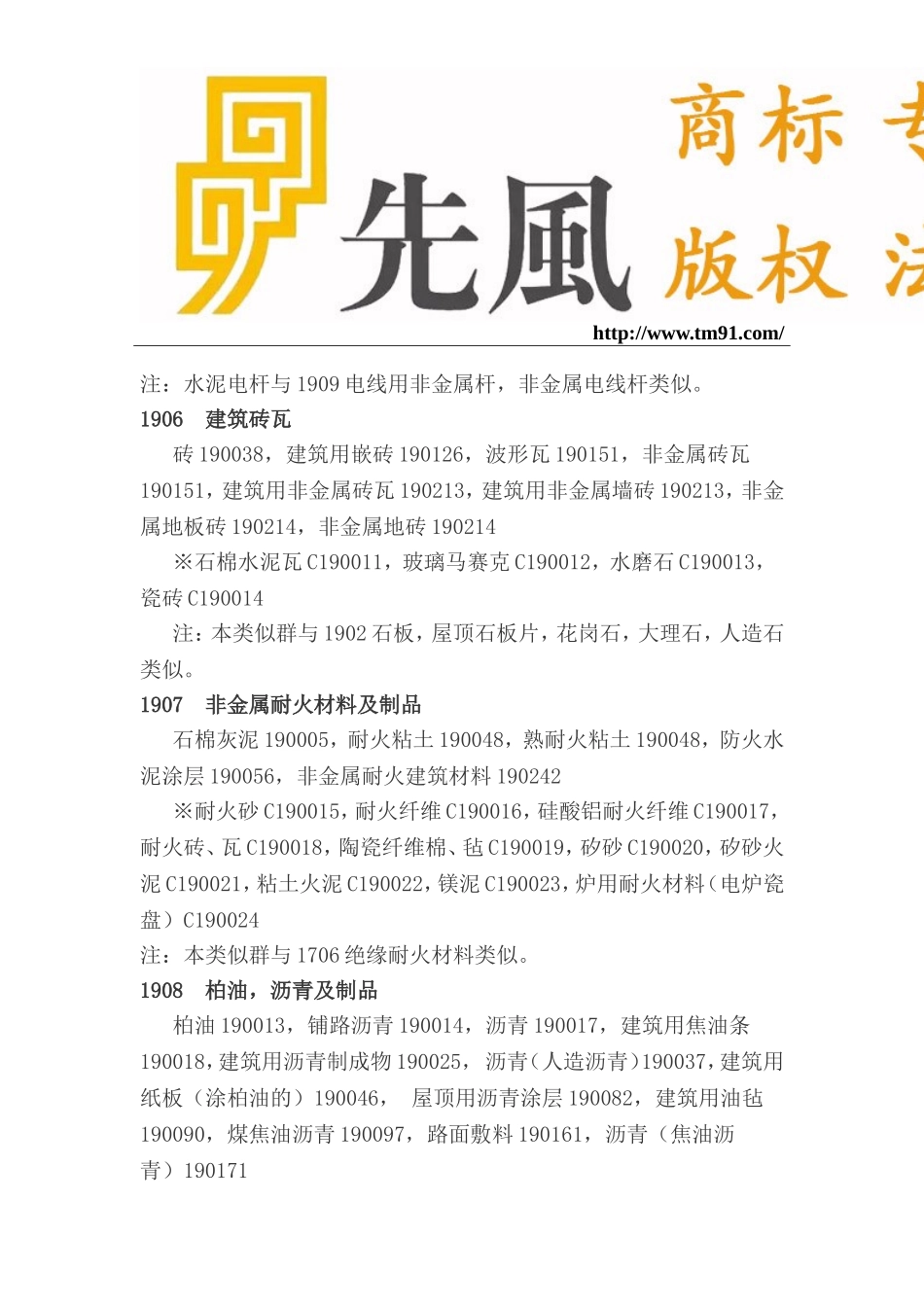 商标注册分类的十九类细节选项说明_第3页