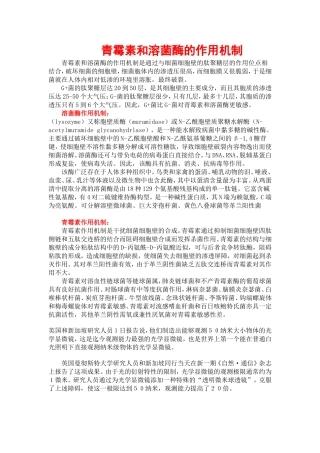青霉素和溶菌酶的作用机制