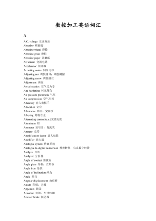 数控专业英语词汇-英汉