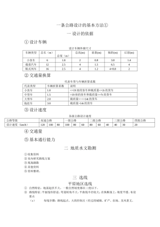 一条公路设计的基本方法