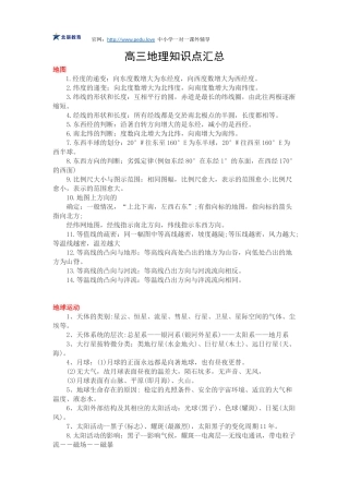 吐血整理丨高三地理知识点汇总