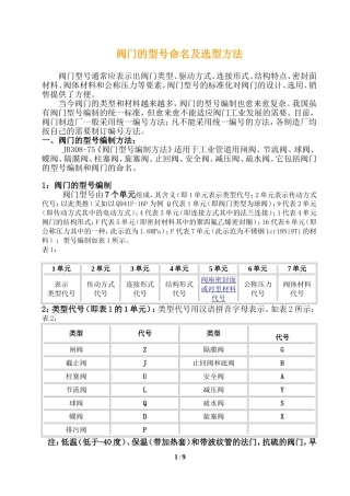 阀门的型号命名及选型方法