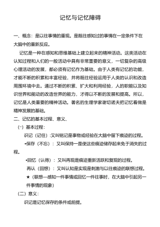 记忆与记忆障碍