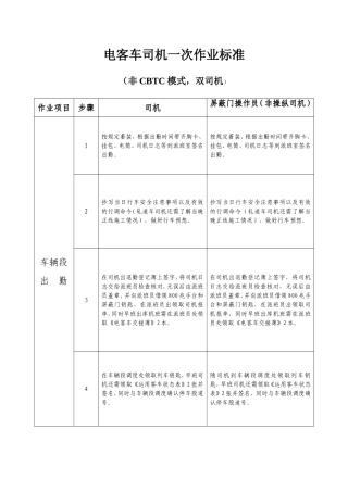 电客车司机一次作业标准(非CBTC模式,双司机)