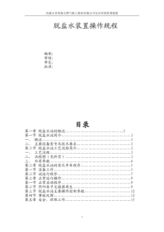 脱盐水装置操作规程