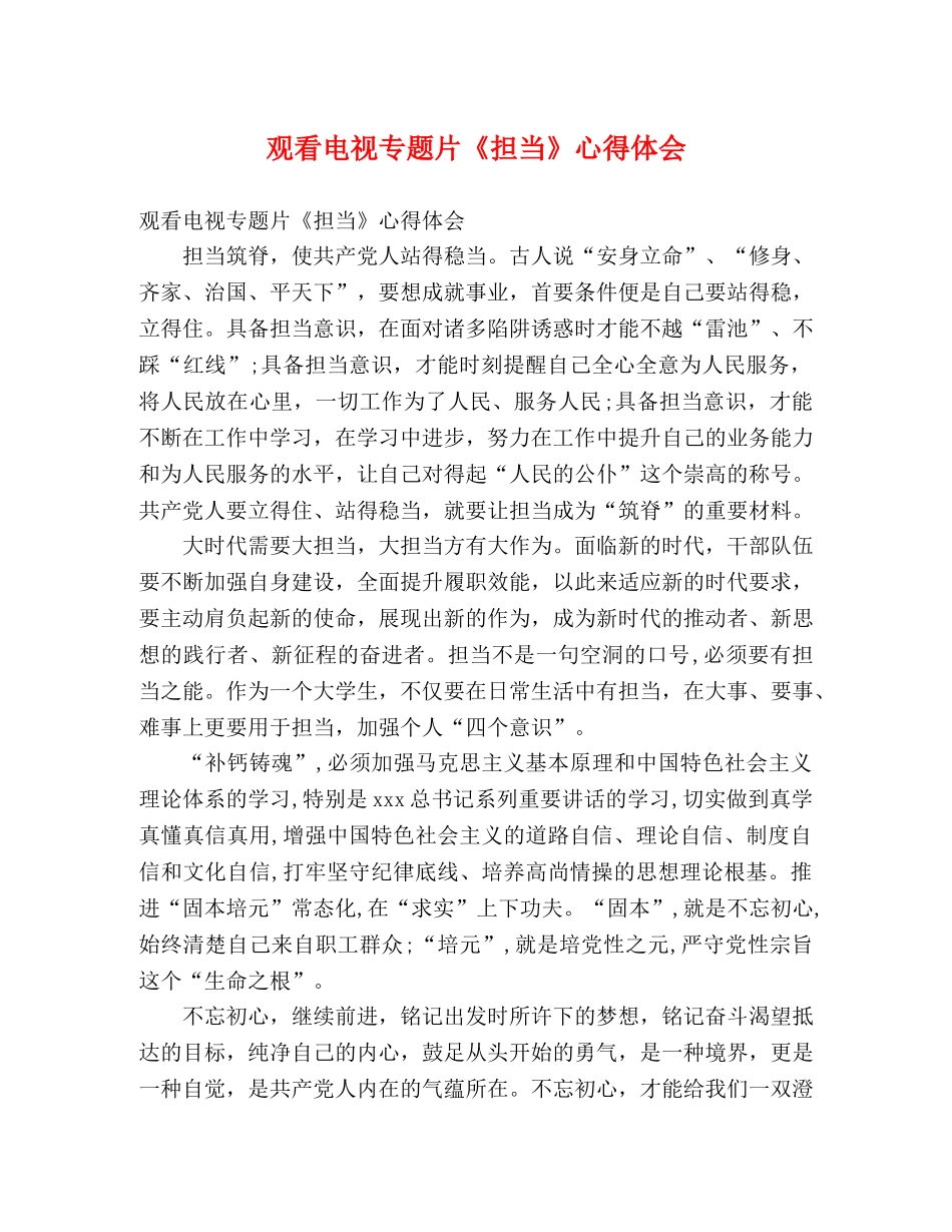 观看电视专题片《担当》心得体会 _第1页