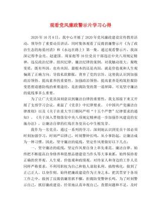 观看党风廉政警示片学习心得 