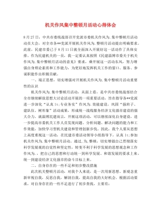 机关作风集中整顿月活动心得体会 