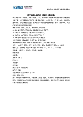 武汉装修价格明细